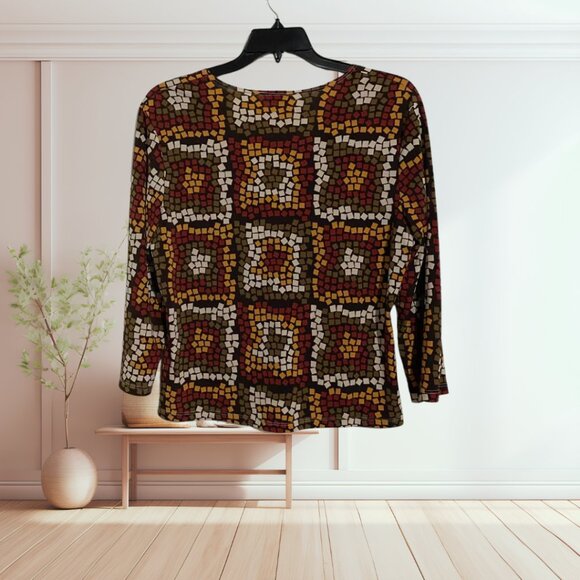Creative Design Works Artsy Retro Geometric Print Top - Picture 5 of 9
